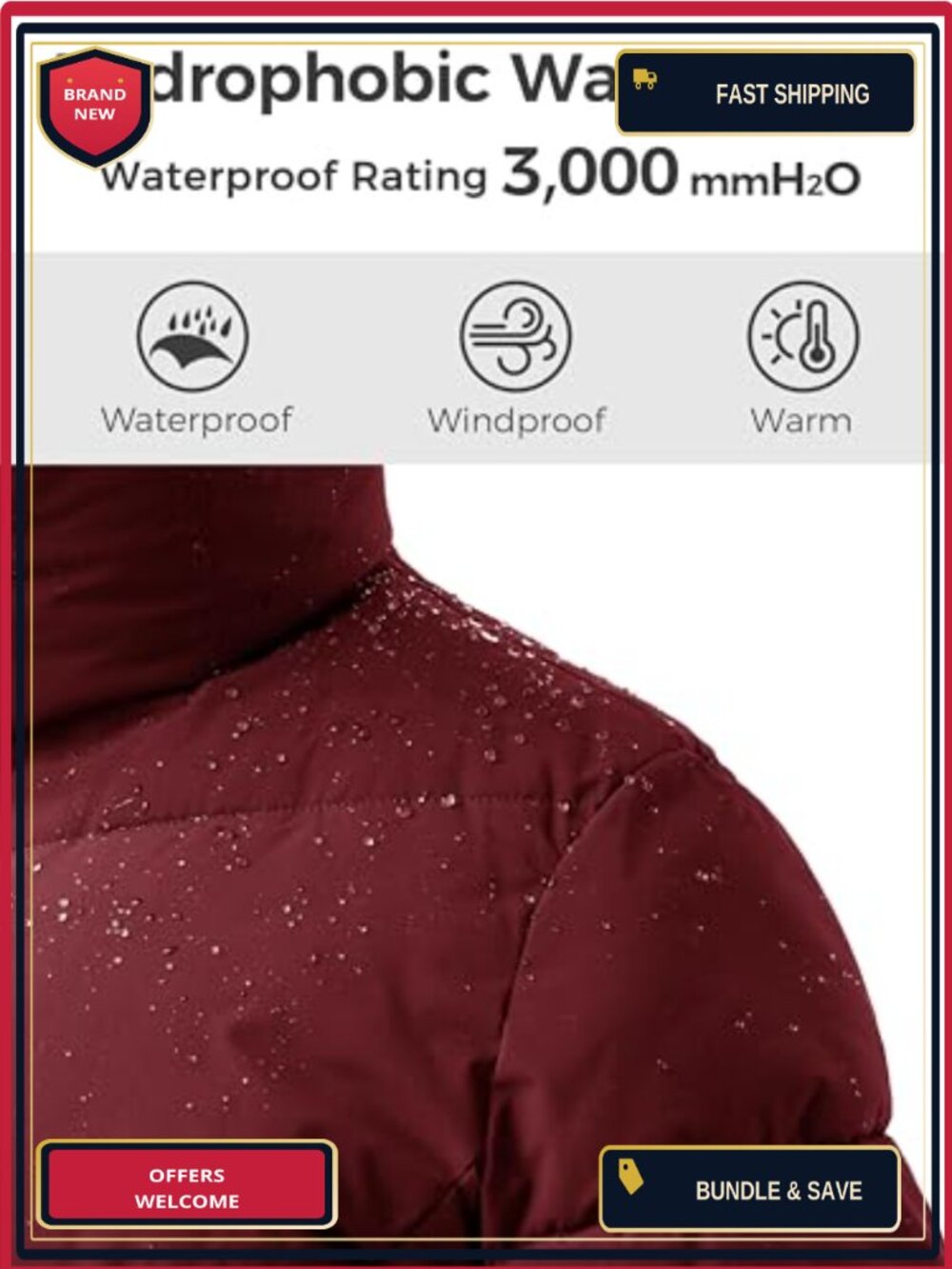 Women's Winter Puffer Jacket Long Parka Warm Hooded Coat Plus Size Waterproof - Picture 5 of 6